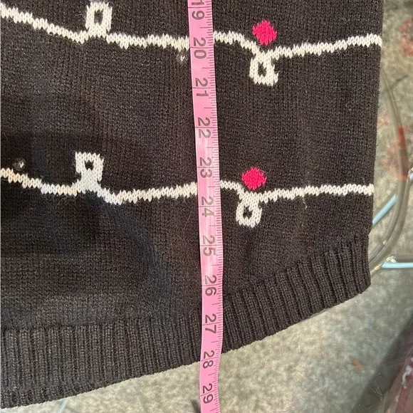 Christmas Sweater Hoodie Knit Sherpa Silver Lettering Pom Poms - Picture 14 of 14